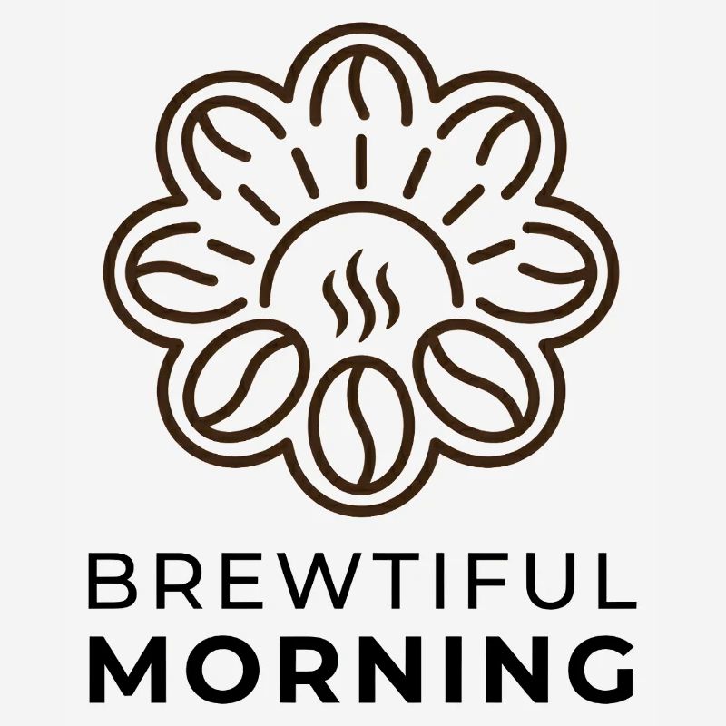 Matin Brewtiful - Logo du café qui dit le haricot