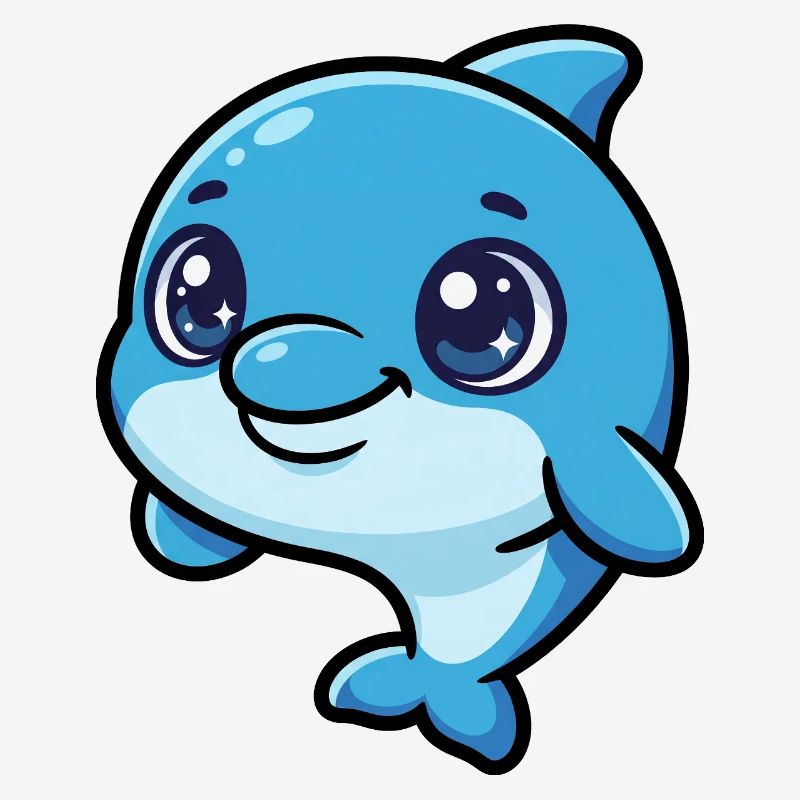 Dessin animé Dauphin Rieur Bleu