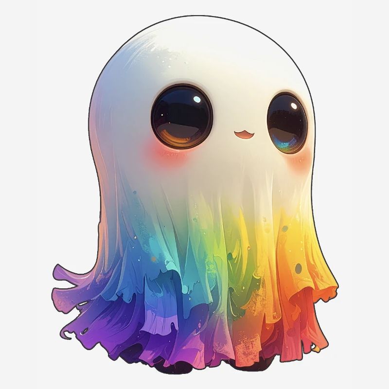 Fantôme arc-en-ciel flippant et mignon