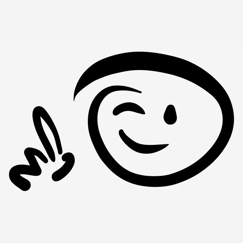 Face winks pointing with finger at something