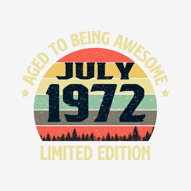 Schönes Vintage Juli 1972 Geburtstags Design