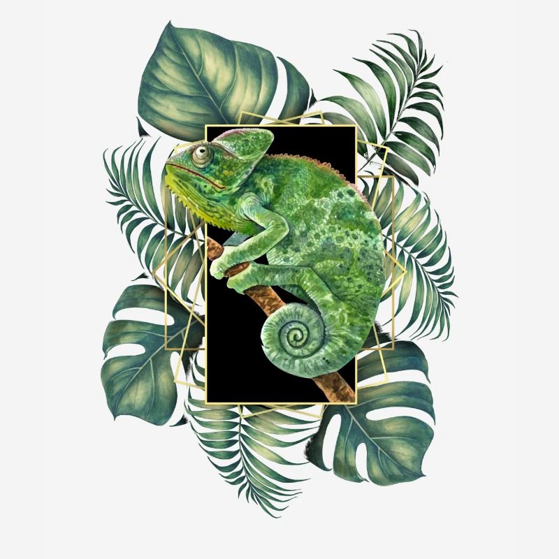 Veiled Chameleon Jungle Pattern Tropical Chameleon