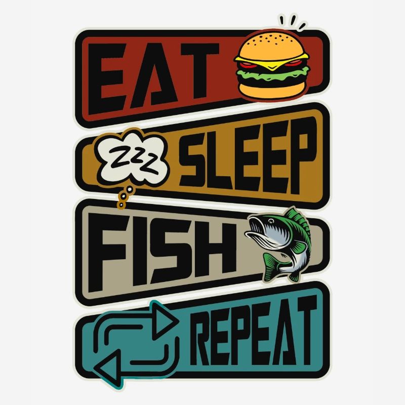 Drôle de pêche Manger Dormir Poisson Répéter La pêche