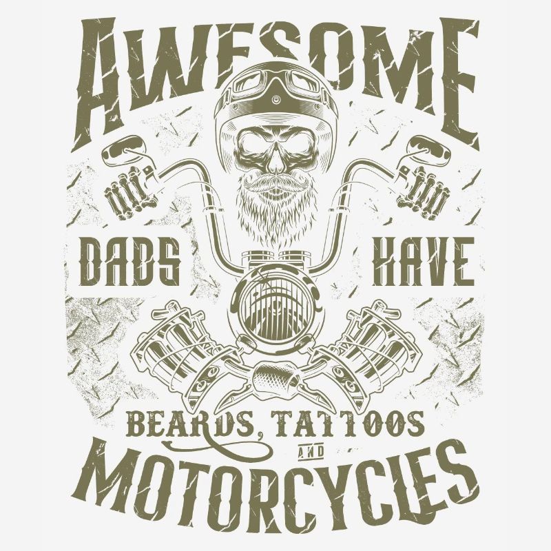 Biker Dads Have Tattoos Beards Ride Motorcycle