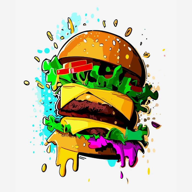 Graffiti Burger Farbenfroher Cheeseburger