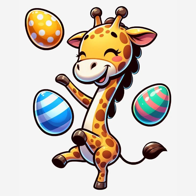 Easter Giraffe, Juggling Easter Eggs