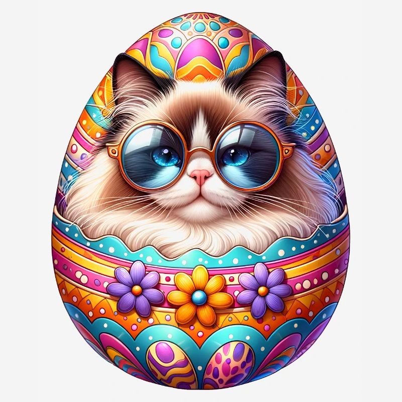 Chat Ragdoll dans la conception d’oeuf de Pâques