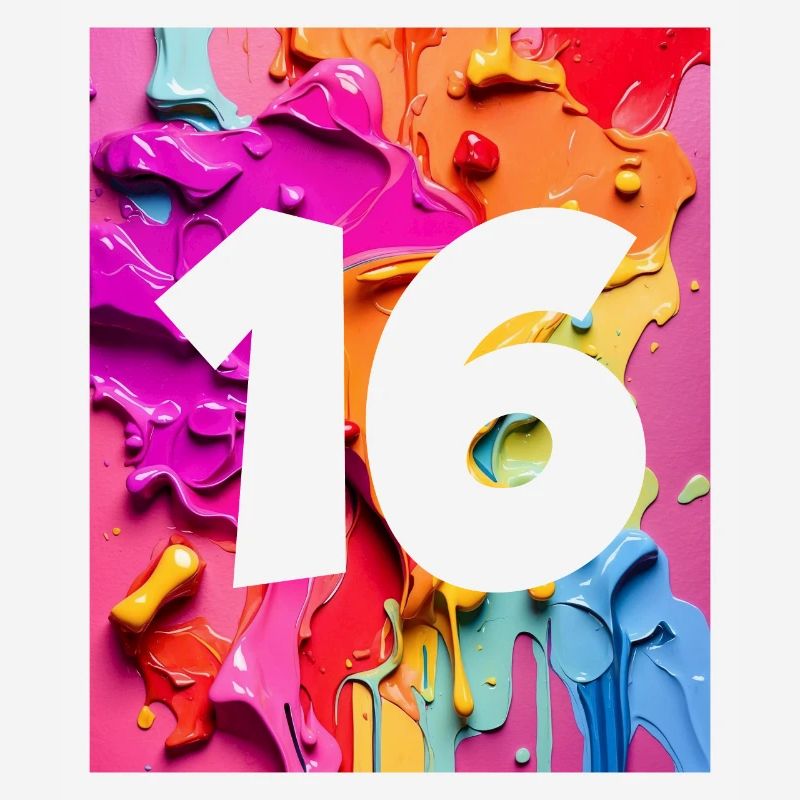 NR. 16 NUMMER 16 BUNT 16. GEBURTSTAG
