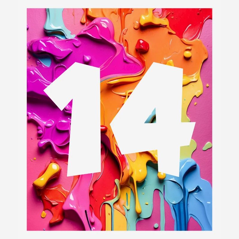 NON. 14 NUMÉRO 14 COLORÉ 14E ANNIVERSAIRE