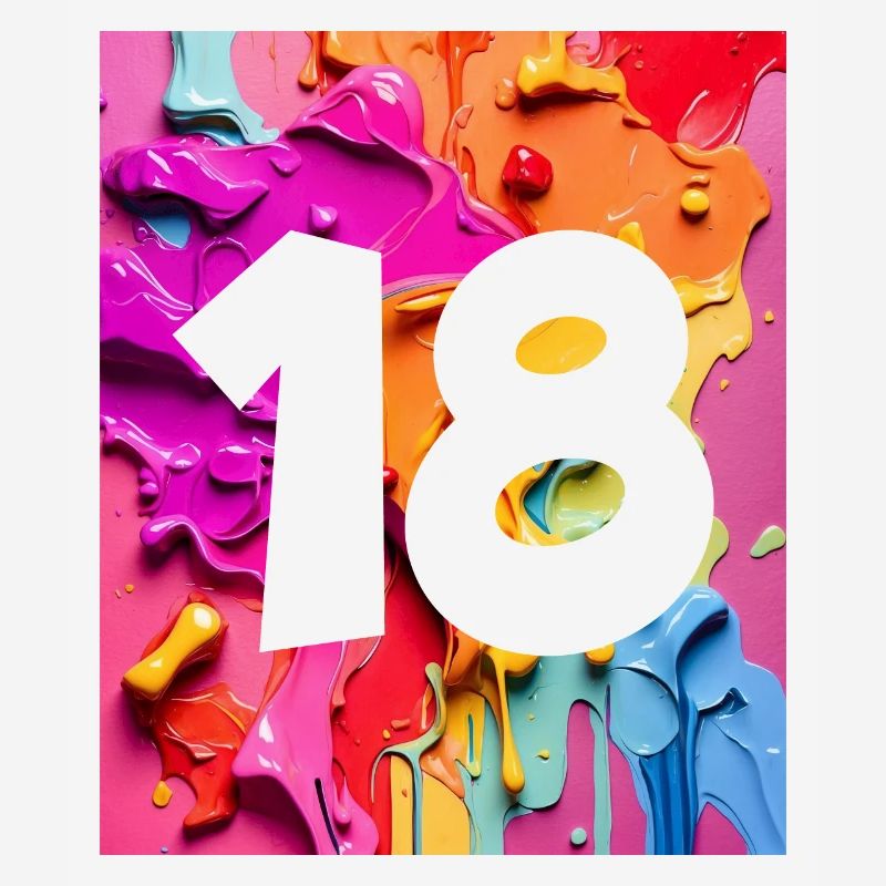 NR. 18 NUMMER 18 BUNT 18. GEBURTSTAG