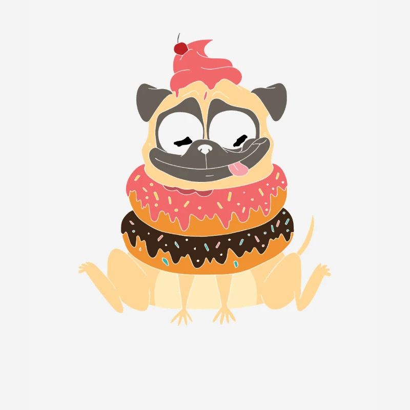 Cute Pug Dog with Donut Candy
