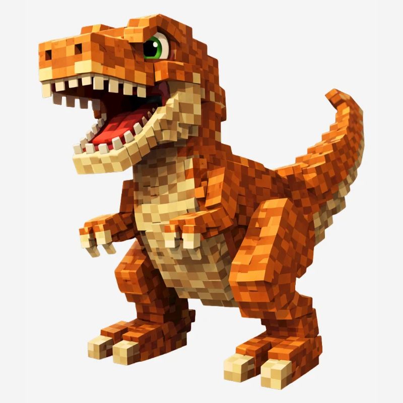 Orange Pixel-T-Rex