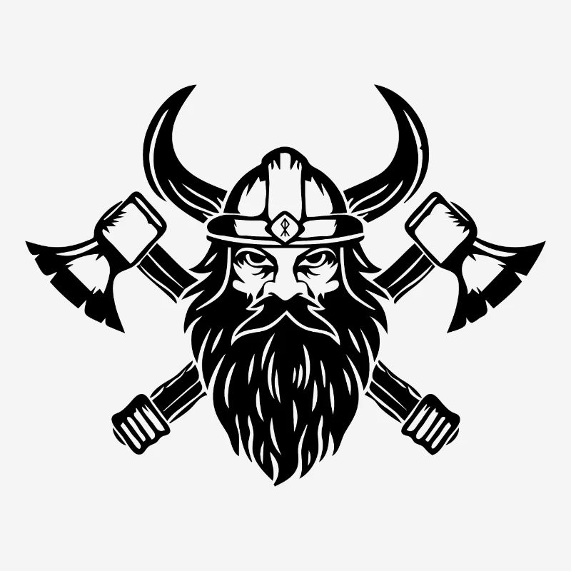Wikinger mit Axt und Helm