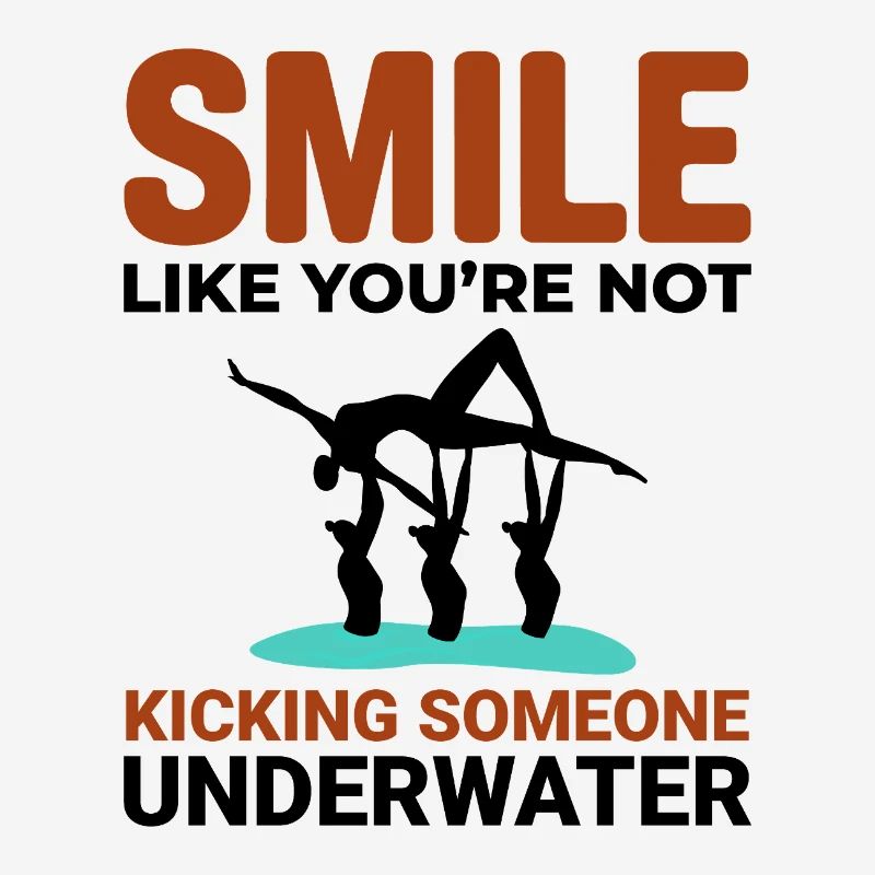 Synchronized Swimming Kicking Underwater Smile