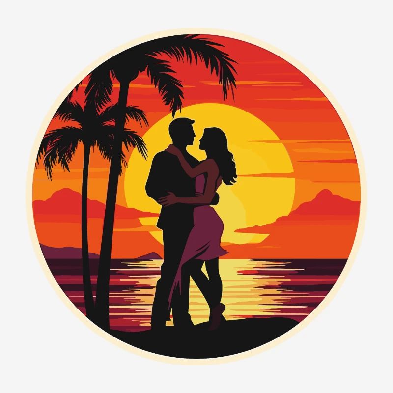 Coucher de soleil Couple Plage