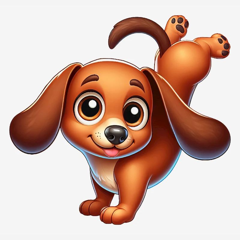 Teckel mignon équilibre sur les mains Breakdance