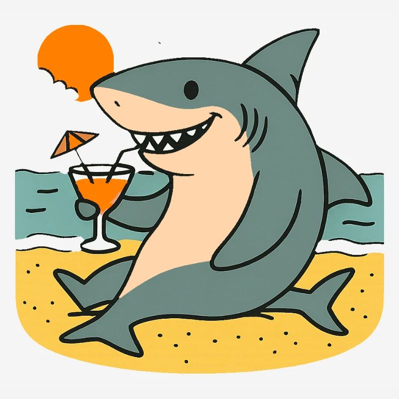 Requin de sable avec boisson de plage