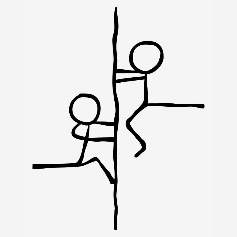 Strichmännchen klettern am Seil