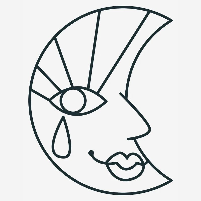 Moon face and tear drop