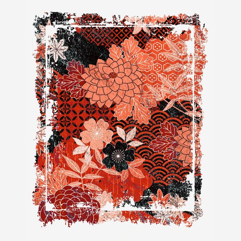 Japanese Floral Pattern Chrysanthemum Cherry