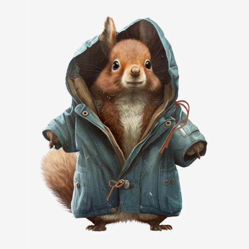 Design mit einem Eichhörnchen was eine Jacke trägt