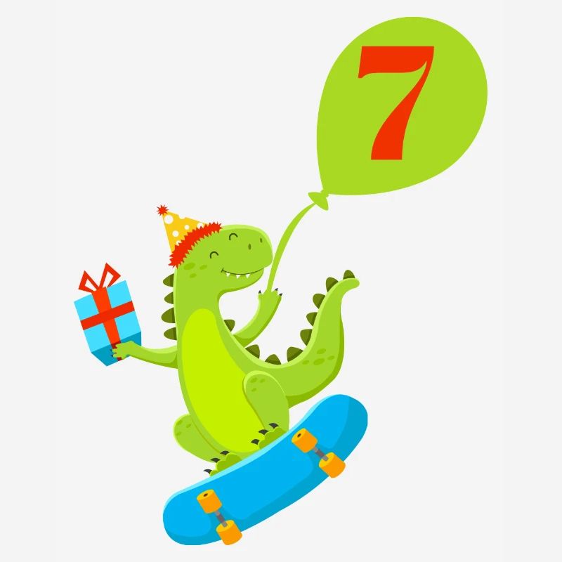 7th Anniversary Cute Dinosaur