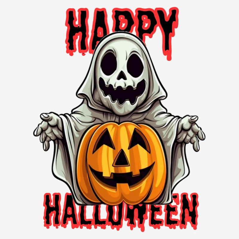Cute Halloween Ghost with Pumpkin
