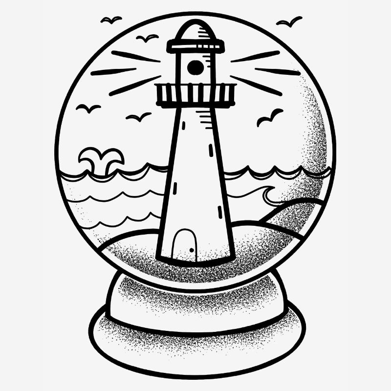 Tattoo Style Lighthouse Snow globe