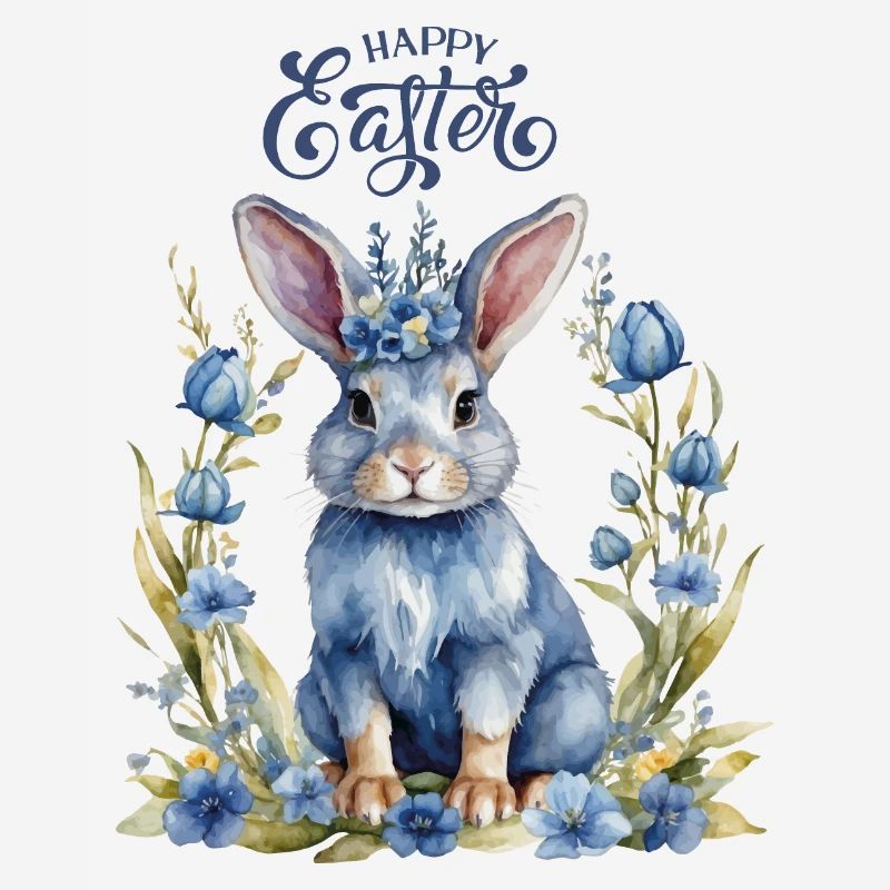 Teal Easter Bunny with Congratulations