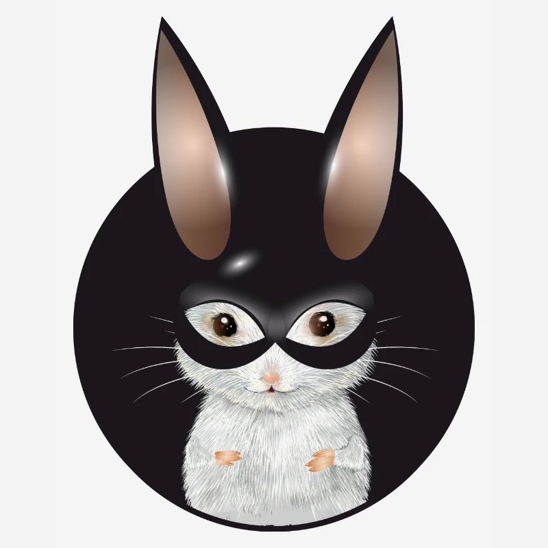 Cute White Mouse with Bunny Mask in Patch