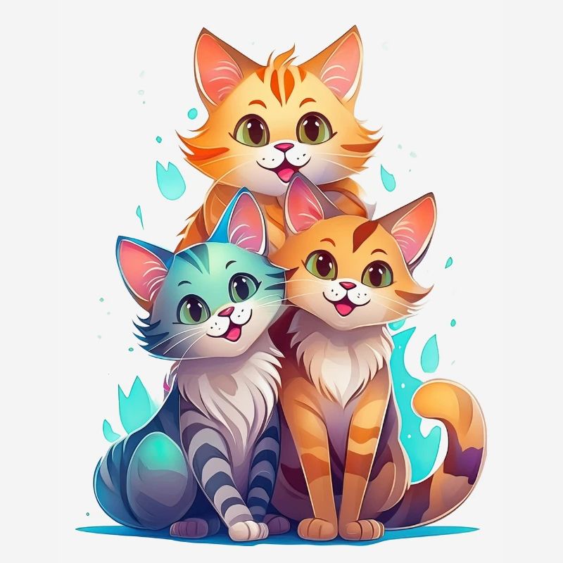 Three cute, playful cats