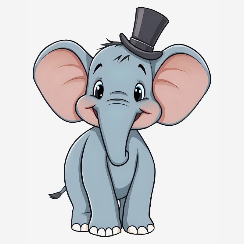 Adorable blue comic elephant With hat