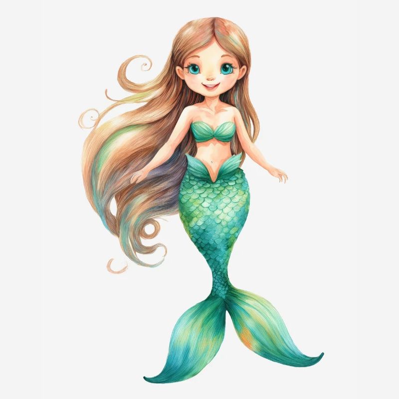 Meerjungfrau oder Nixe mit langen Haaren