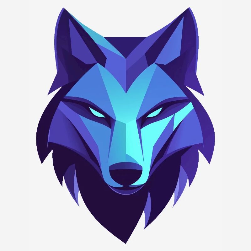 Geometric Calm Wolf Logo, Wolf Emblem
