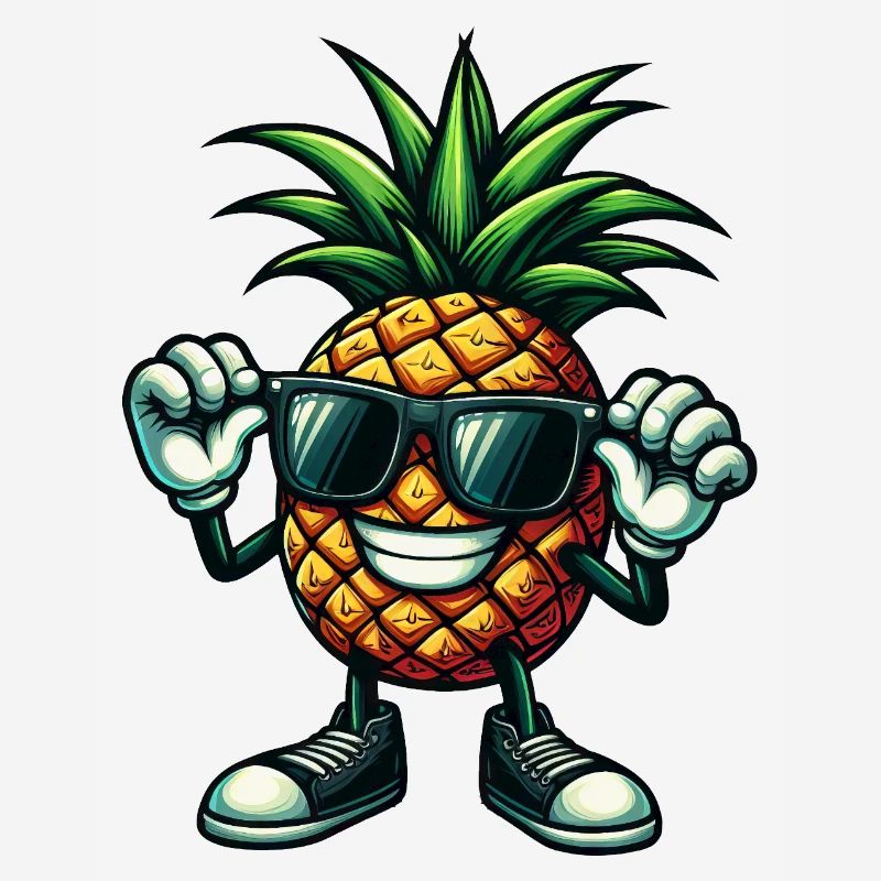 Cool Pineapple with Sunglasses Comic Fruit