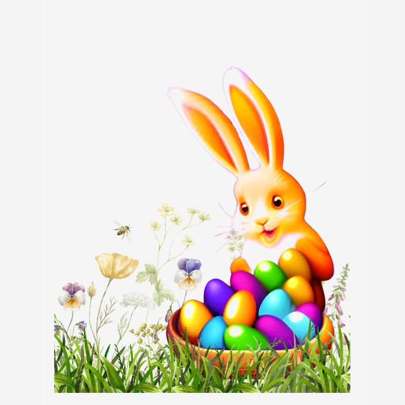 Osterhase mit bunten Eiern