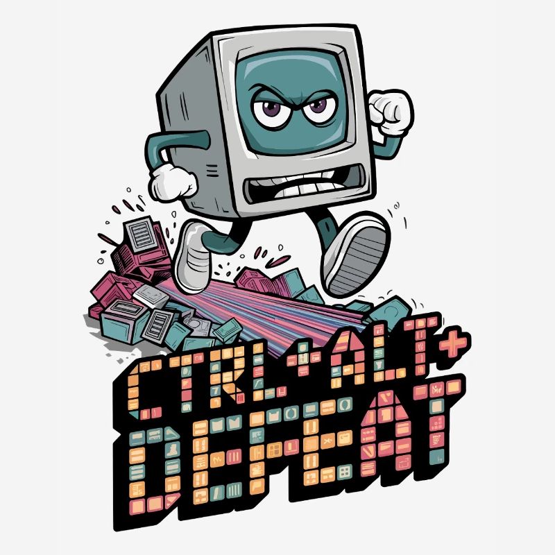 Ctrl Alt Defeat Retro Angry Computer Art