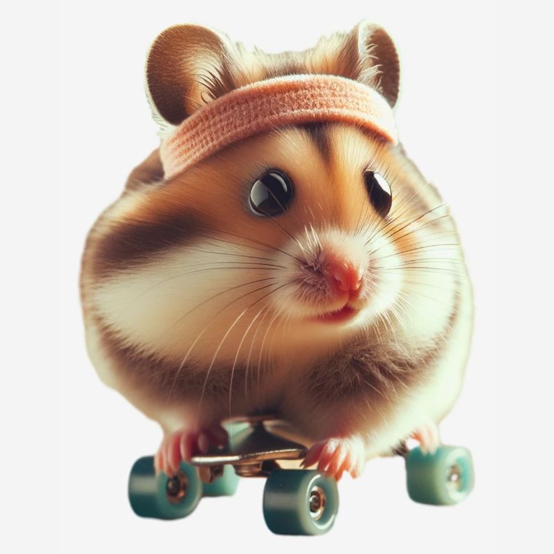 Athlète Skateboard Hamster