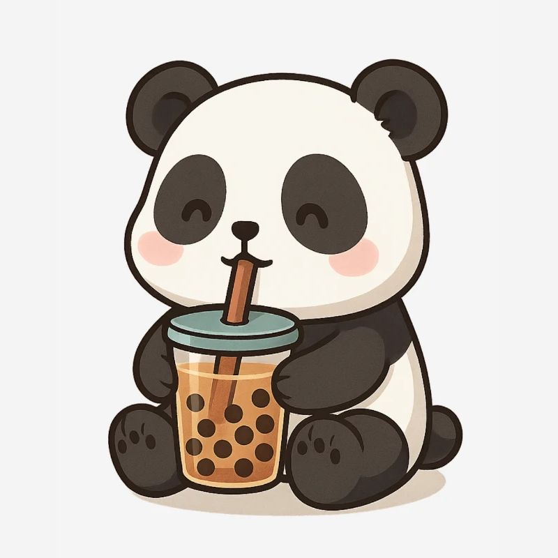 Panda bear with bubble tea