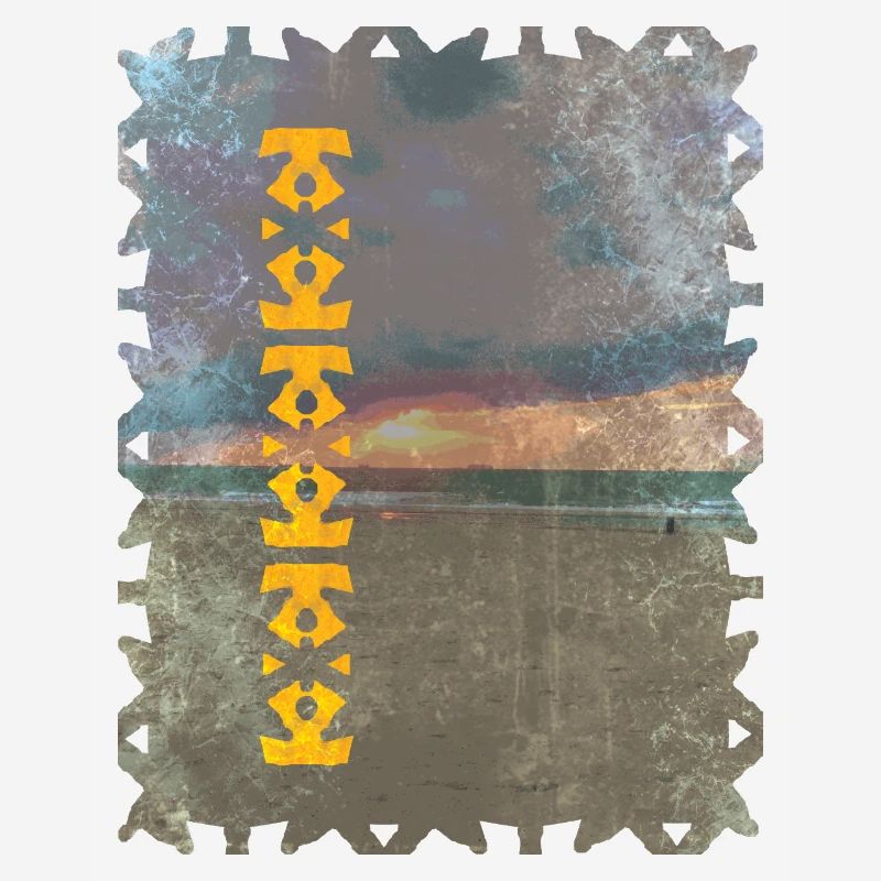 Yellow Totem Pattern on the Beach