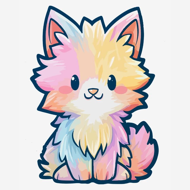 Chaton Fluff Arc-en-ciel Pastel