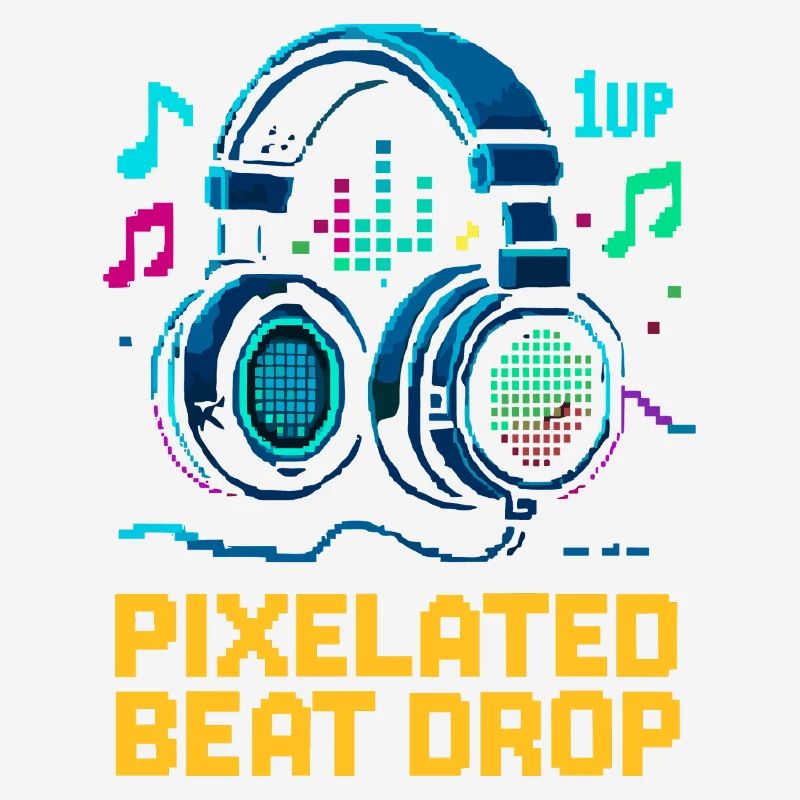 PIXELATED BEAT DROP Retro Pixel Kopfhörer 1UP