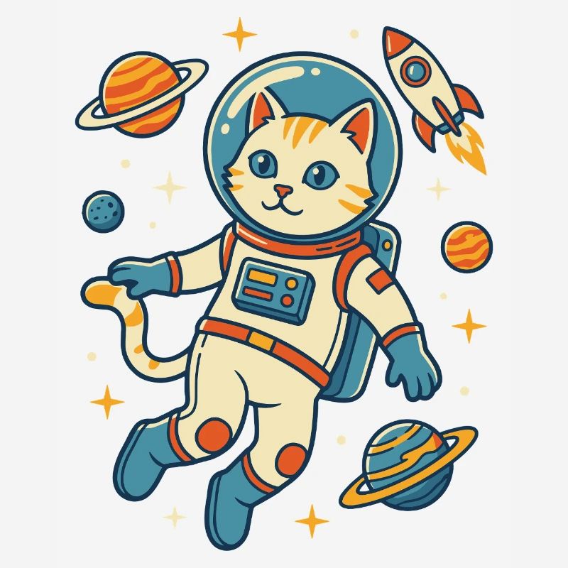 Chat astronaute dans l’espace