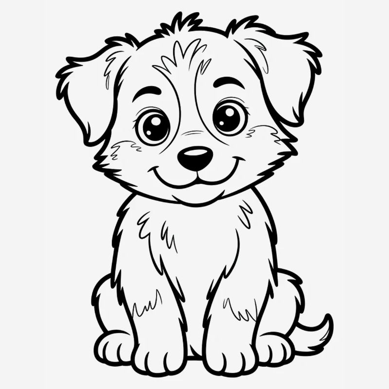 Cuddly Dog Line Drawing