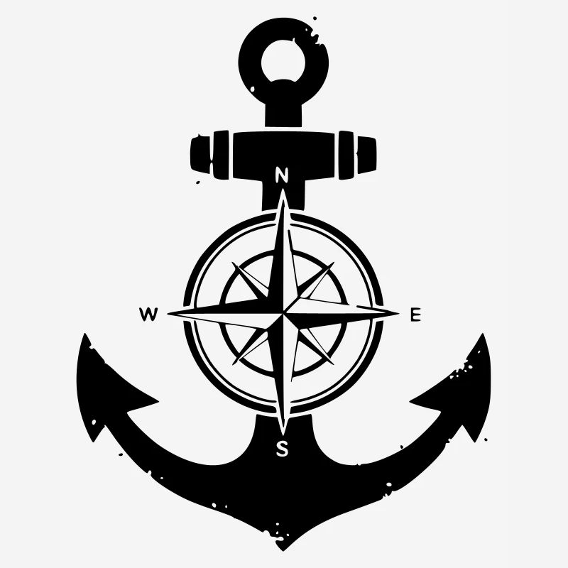 Anchor Compass Silhouette