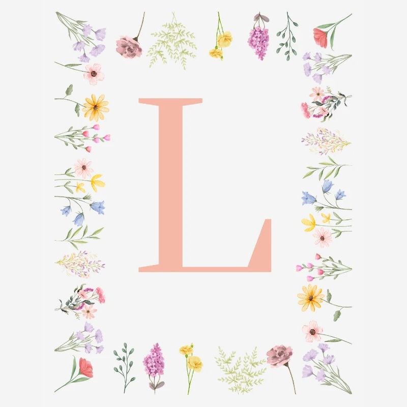 Florale Initialen "L", Buchstaben Monogramm 