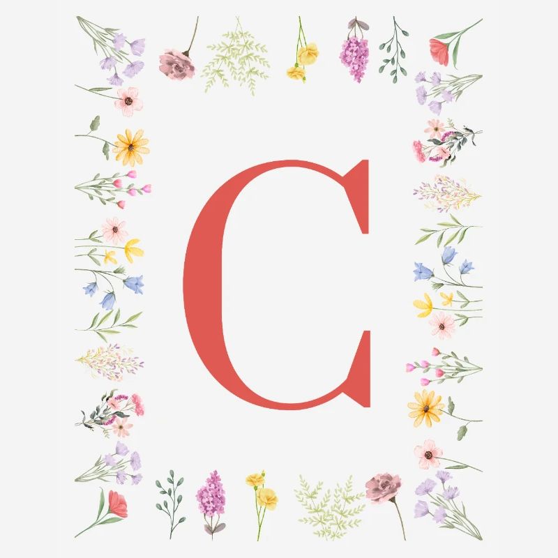 Florale Initialen "C", Buchstaben Monogramm 