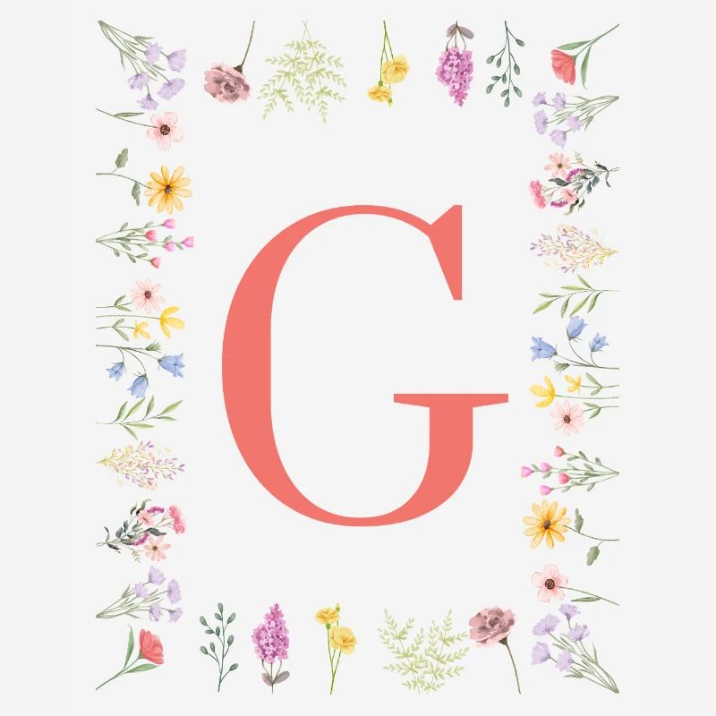Florale Initialen "G", Buchstaben Monogramm