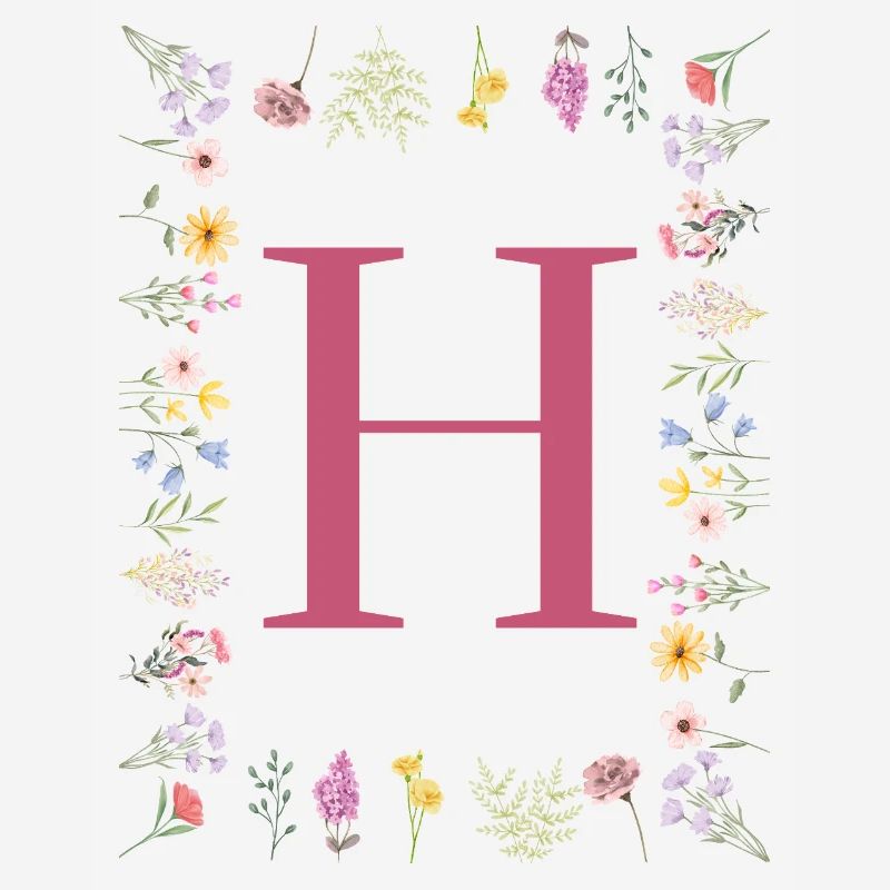 Florale Initialen "H", Buchstaben Monogramm