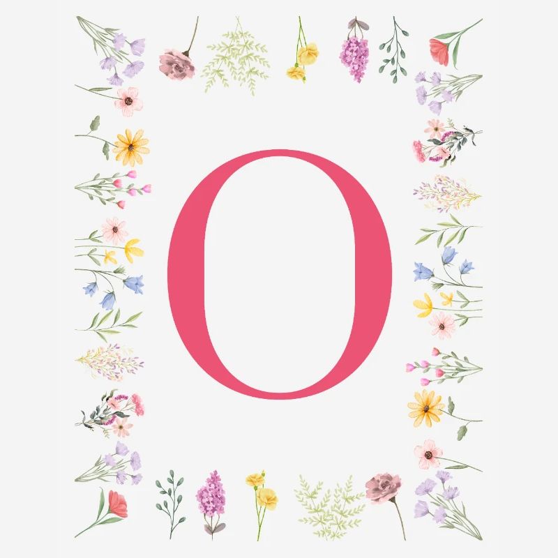 Florale Initialen "O", Buchstaben Monogramm 